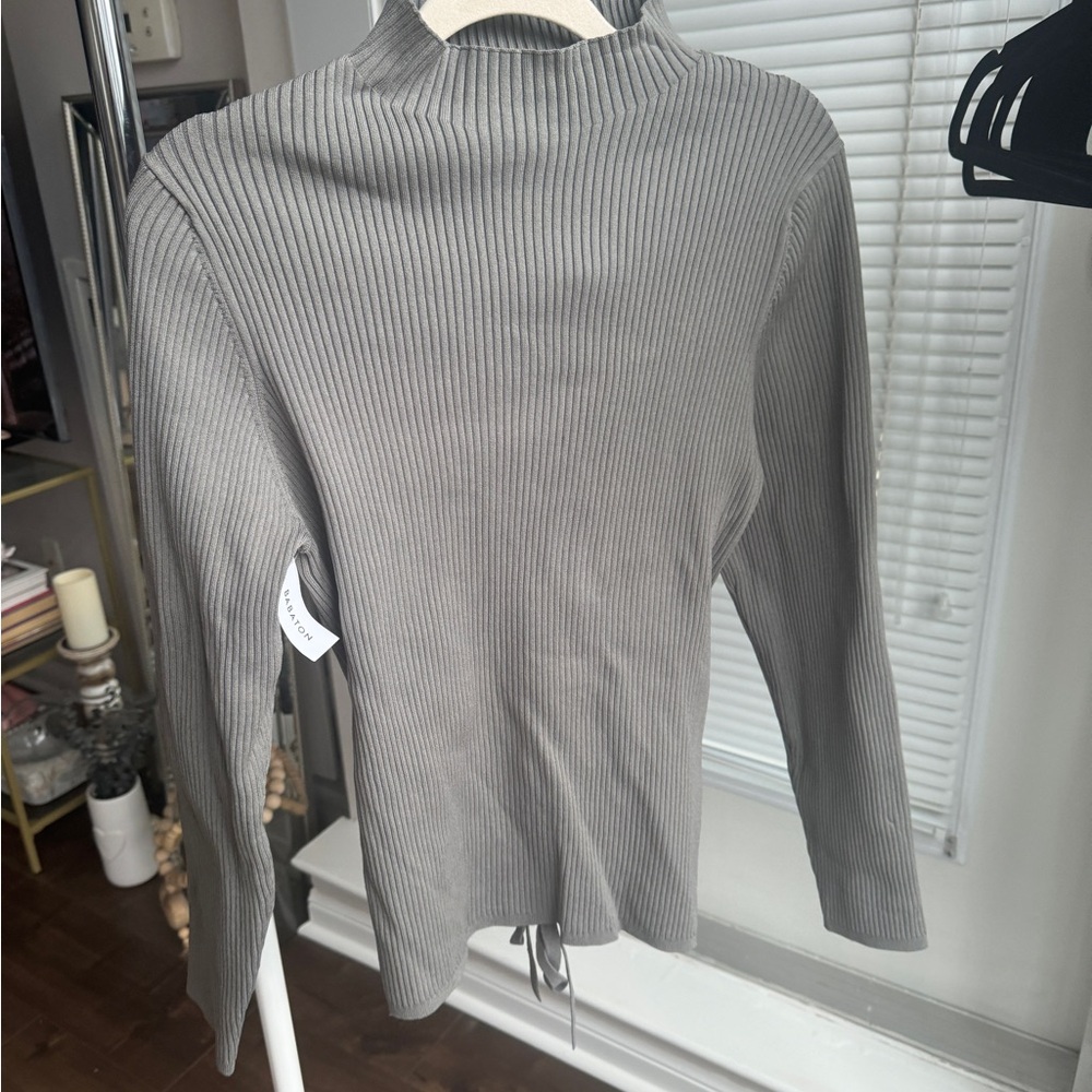 Aritzia Longsleeve Openback Turtleneck Sweater Ambrosia Sculpt Knit SZ 2X